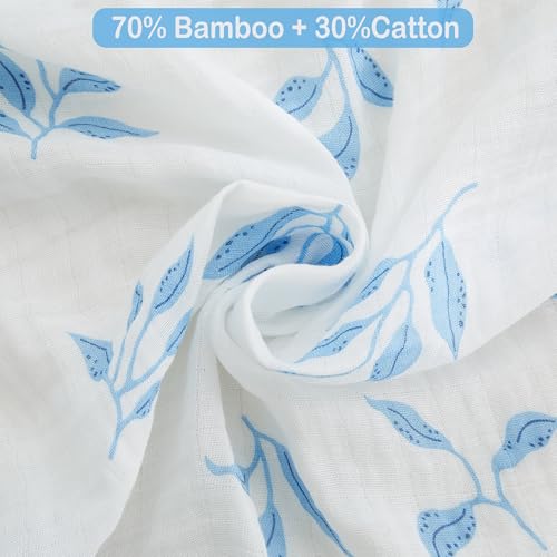 Image of Viviland Muslin Swaddle Blankets, Swaddle Wrap for Boys and Girls, Breathable and Skin-Friendly Baby Receiving Blankets, Baby Essentials, 4-Pack Lemon & Leaves, 47 x 47 inches