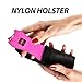 FIGHTSENSE Super Heavy Duty Keychain Stun Gun with Flashlight for Men and Women self Defense Device, Rechargeable Stun Gun, Nylon Holsters (Pink USB)