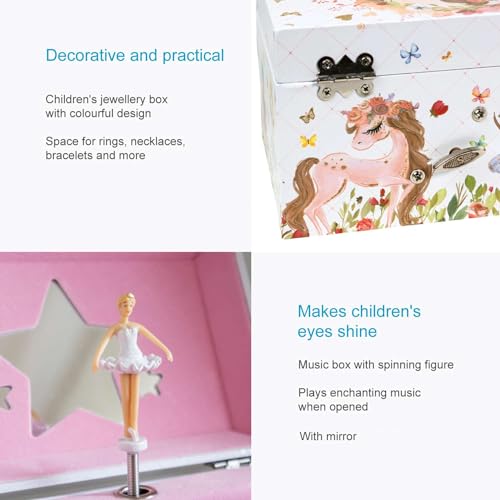 Boîte à bijoux musicale pour filles compacte pour table de chevet