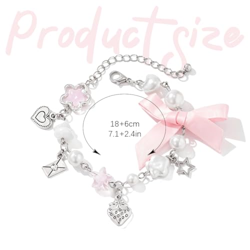 Image of SANNIDHI Crystal Bracelet for Girls Stylish Double Layer Pearl Crystal Bead Bracelets Jewelry with Cute Pendant Charm, Bracelet for Kids Women Ideal Gift for Girls