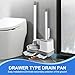 Silkyhose Toilet Brush and Plunger Set, 3 in 1 Toilet Bowl Brush and Holder with Crevice Cleaning Brush Wall Mounted Household Bathroom Cleaning Tools Combo(White-Gray)