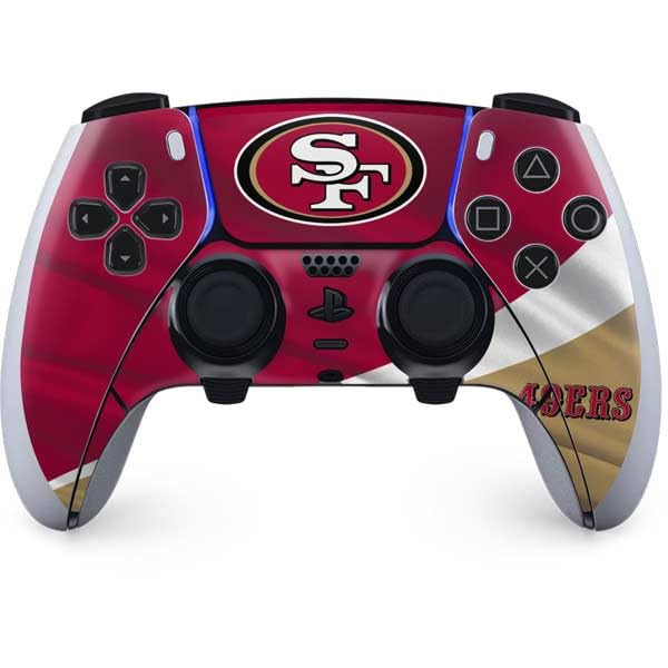 Vista 10 de Skinit Decal Gaming Skin Compatible with PS5 DualSense Edge Pro Controller - Officially Licensed NFL San Francisco 49ers Double Vision Design Negro