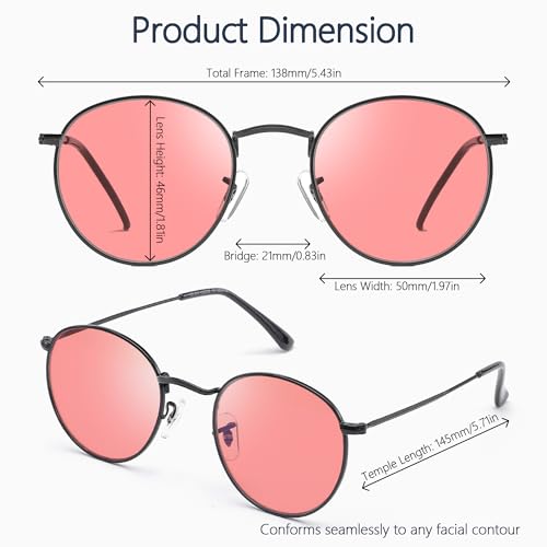 Image of Fluorescent-41 Pink Tinted Blue Light Blocking Glasses for Migraine, Light Sensitivity, Photophobia JF5002
