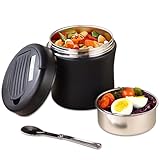 1,2L Thermobehälter für Essen, 304 Edelstahl Warmhaltebehälter mit Löffel Wärmebehälter Auslaufsicher Isolierbehälter Gefäß Thermoschüssel Thermo-lunchbox für Speisen Suppen Porridge Mahlzeiten