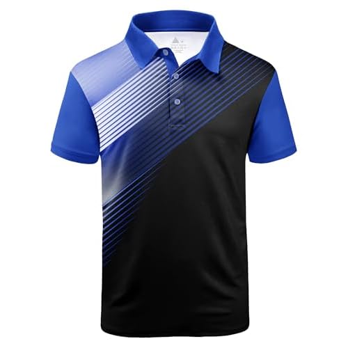 ZITY Mens Golf Shirt Short Sleeve Sport Moisture Wicking Performance Print Golf Polo Shirts for Men Collared Casual T-Shirt Deep Blue Medium