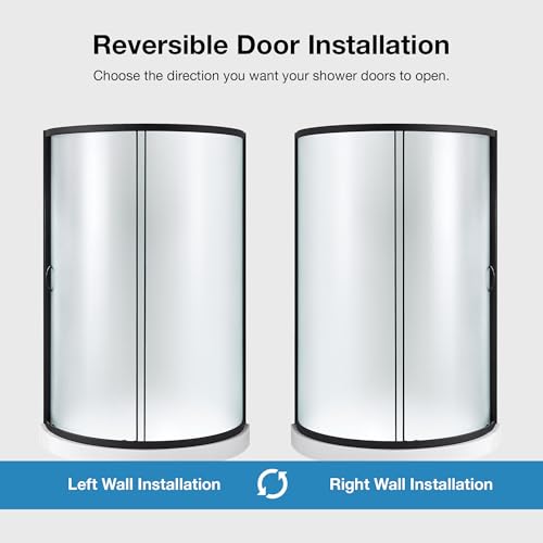 OVE Decors Breeze 36 in. Shower Kit with Frosted Panels and Base in Black Finish