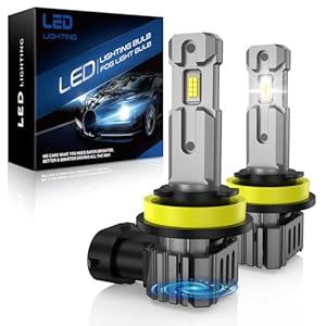 XRKJCAR H11/H8/H9 LED Bulbs, 6000K Cool White, 60W 16000 LM Super Bright, IP68 Waterproof LED Fog Lights, Easy Installation, High Compatibility, Pack of 2