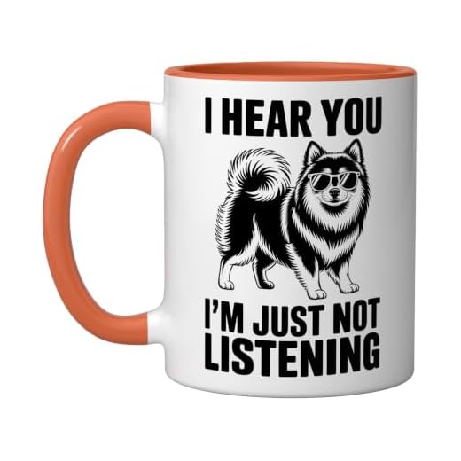 Finnish Lapphund Dog Funny Finnish Lapphund Ceramic Mug, Orange/White