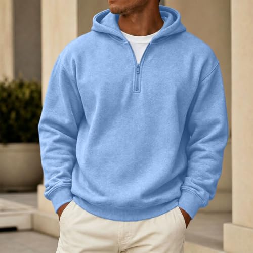 Zip Up Hoodie Men Classic Fleece 1/4 Zip Big and Tall Oversized Hoodies - image 2