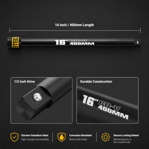 Image of 3 /4 inch Drive Impact Extension Bar, 16 Inch Length Socket Extension, CR-V Steel, Narrow and Deep Areas in Automobile Maintenance, Mechanical Assembly or Industrial Operations