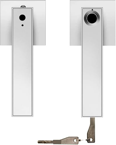 Yszbiay Fingerprint Lock Biometric Safe Deadbolt with Handle Electronic Door Knob with 30 Fingerprints Suitable for Home,Hotel,Office,Indoor Door Office and Other Private Spaces (Silver