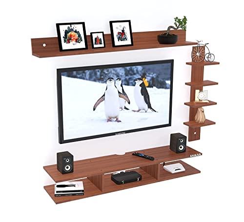 Image of Anikaa Sunray Engineered Wood Wall Mount TV Unit /TV Stand /Wall Set Top Box Stand /TV Cabinet /TV Entertainment Unit (Walnut)(Ideal for Upto 50 inch)(D.I.Y)