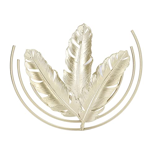 Gold Blatt Wand Deko, 24x19cm 3D Stereo Ginkgo Blatt Wandbehang Skulptur Dekoration Minimalistisches Modern Metall Innenbereich Wand Ornament für Schlafzimmer, Wohnzimmer
