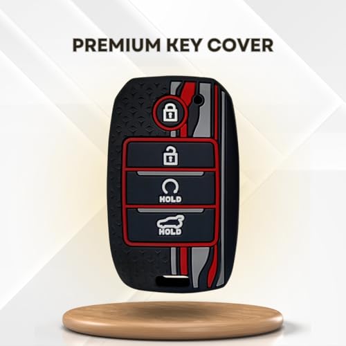 Image of KEYCEPT Tristar Key Cover Compatible for Kia Seltos | Sonet | Carens 4 Button Smart Key with Keychain (Tristar Silicone).