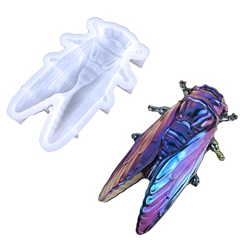 Surakey Moules Résine Époxy 3D Animaux Moules en Silicone Transparente pour Bougies, Savons, Colliers, Bracelets, Amulettes, Porte-Clés (Cigale)