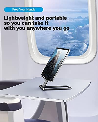 MEISO Mobile Phone Stand, Fully Foldable Phone Holder for Desk, Desktop Mobile Phone Cradle Dock Compatible with iPhone, Samsung Galaxy, iPad Mini, Tablets Up to 10 (Black)