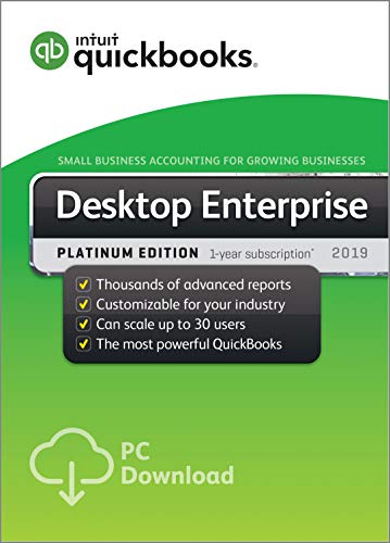 QuickBooks Desktop Enterprise Platinum 2019, 5 User, 1 Year Subscription [PC Download][Old Version]