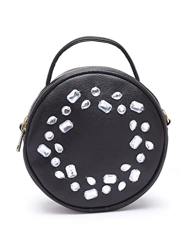 Image of Bagsy Malone Round Sling Crossbody Bag For Women| Beautiful Print Vegan Leather Purse With Slip Pocket Inside| Zip Closure & Adjustable Strap| Storage Space For Essentials