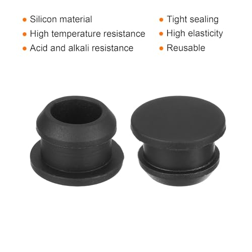 Image of MECCANIXITY Silicone Snap in Locking Hole Plugs,Rubber Panel Seal Cover Flush Type Panel Round for Kitchen Rubber Bulkheads Waterproof Sealing Plugs 11mm /0.43 Inch Diameter Black,Pack of 6