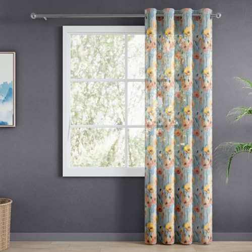 Image of haus & kinder Sheer Door Curtain 7 Feet Long Pack of 1 Door Curtain, 7 Feet Curtain for Door, Light-Filtering & Breathable (Bloom Impression, Multicolor 114x213cm)
