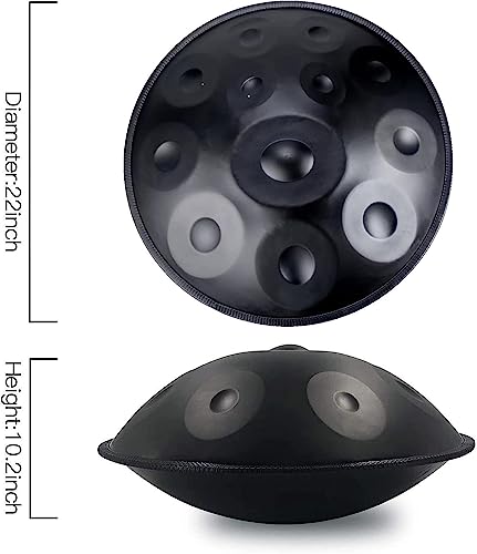 Handpan Drum Instrument, 12 notas en Re menor, 22 pulgadas, tambor de acero, con bolsa suave, mazos y soporte para handpan miniatura 4