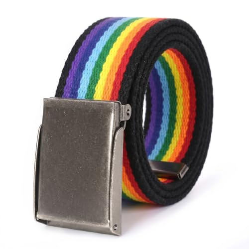 Image of Mile High Life Canvas Web Belt | Cut to Fit Up to 52 inch | Flip-Top Matte Silver Nickel Buckle 12 Colors