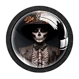KengjuTesu 4 pomelli in vetro da 35 mm per armadietti, maniglie per ante di cassetti, per cucina, bagno, soggiorno, armadio, cassettiera, mobili, armadio, hardware, scheletro mago di Halloween
