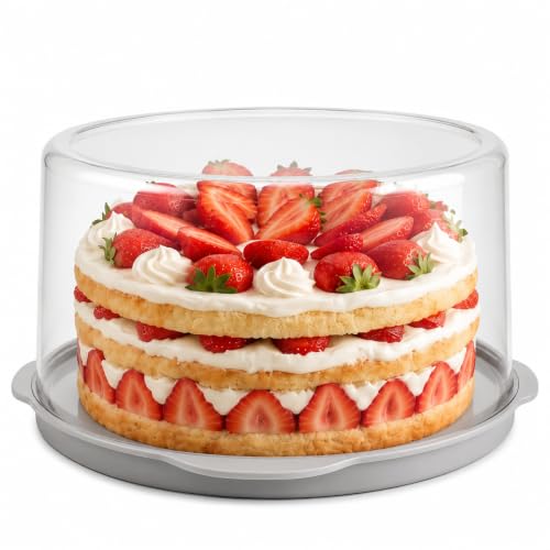 Evelots 11-Inch Cake Container with Lid, Portable Carrier for Cakes & Pies