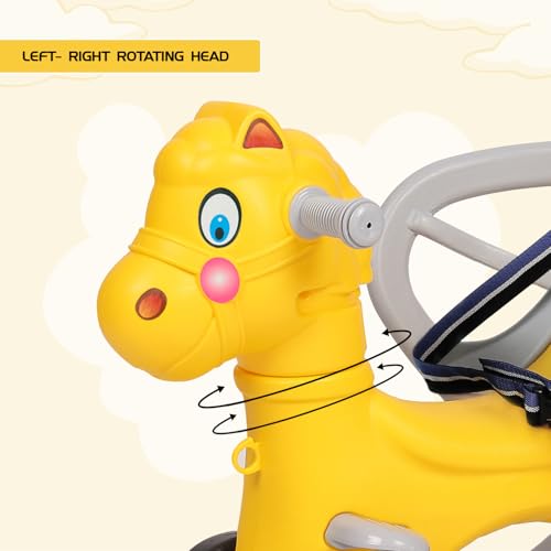 Amazon Brand - Jam & Honey 3-in-1 Ride-on Car and Rocker for Kids | Parental Handle | for 2-5 yrs | Non-Toxic HDPE Material | Sturdy and Durable | Safety Belt | BIS Approved (Yellow & Grey) - Image 7