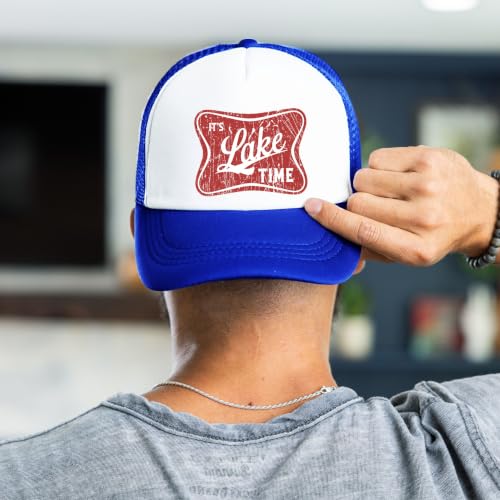 Image of It's Lake Time Summer Classic 5 Panel Foam Front Mesh Snap Back Trucker Hat