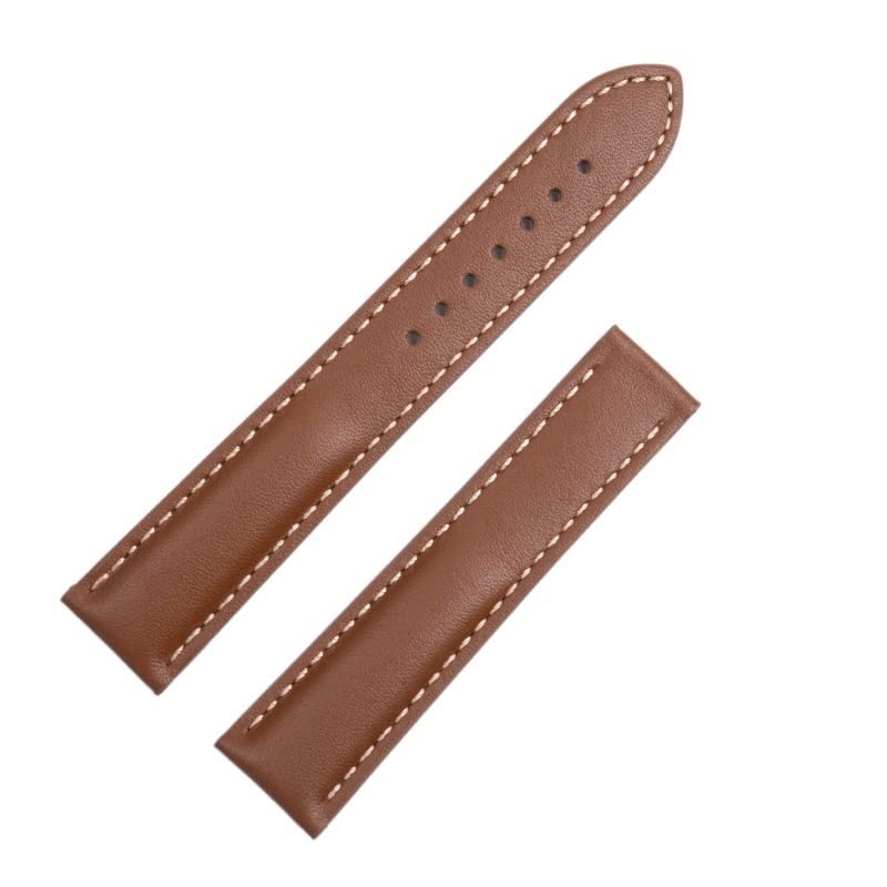 Bracelet montre cuir nappa français marron 20mm pour Omega Seamaster