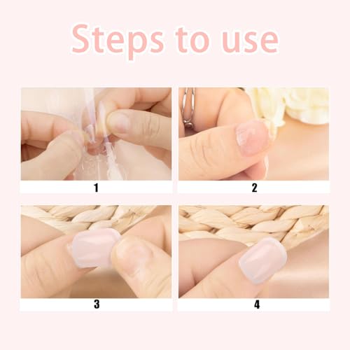 BETESSIN 24 Stück Press On Nails French Tips - Nägel zum Aufkleben Kurz Eckig - Künstliche Fingernägel - Full Cover Kunstnägel zum Aufkleben - Fake Nails für Frauen und Mädchen