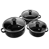 Zerodeko 1セット搪瓷迷你三の小鍋 平底デザインで均一加熱 便利な調理器具