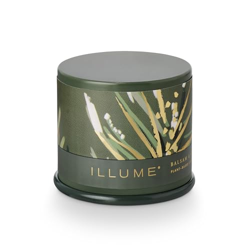 Image of Illume Demi Vanity Tin Candle, Balsam & Cedar, Signature 3 oz.