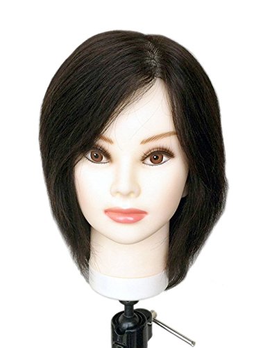 Andrea - 10-12 pulgadas negro 100% cabello humano cosmetología maniquí maniquí cabeza de entrenamiento por Charlene