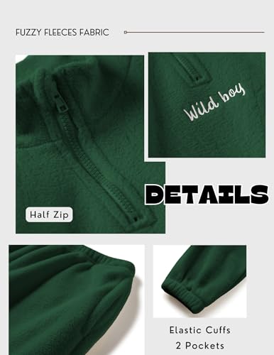 Image of Arshiner Toddler Boys Letter Embroidery Half Zip Sweatshirt & Pants Set Fuzzy Fleece Fall Winter Outfits 2~6 Years
