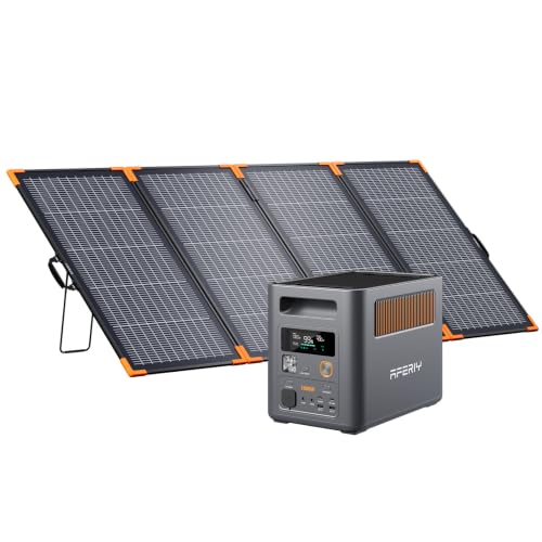 AFERIY P180Pro 1024Wh Portable Power Station with 400W Solar Panel, Expandable to 5120Wh, 25% Efficiency Foldable Solar Panel, IP67, 4 types of adapters, for Camping/Home/Household Use-2026
