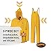 Pioneer Waterproof PVC Work Suit for Men – Repel Rain Gear Yellow Safety Jacket and Bib Pants - 3 PC Set With Detachable Hood - 2X-Large