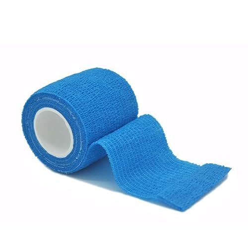 RIAAJ 4.8m Nastro Avvolgente Benda Elastica Autoadesiva Sportiva Colorata Per Cuscinetti Di Supporto Ginocchio Dito Caviglia Palmo Spalla-Azzurro,2.5cm X 4.8m
