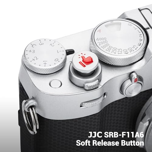 JJC A6 Camera Soft Release Button, Shutter Button with Thumb Up Icon for Fuji Fujifilm X-T5 X-T4 X-T3 X-T30 X-T30 II X-T20 X-PRO3 X-RPO2 X00VI X100V X100 X-E4 X-E3, Pure Copper Material-Silver
