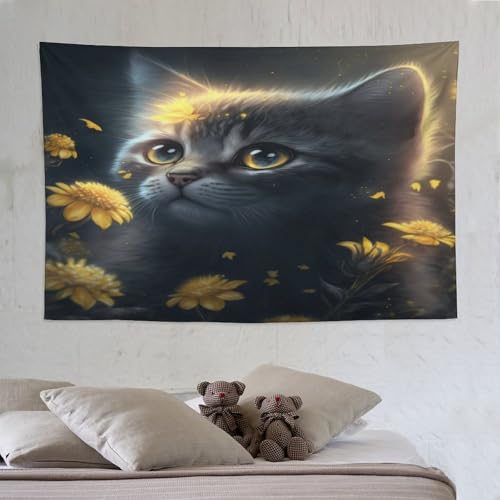 Tapisseries murales chat PAZZK décoration artistique poétique