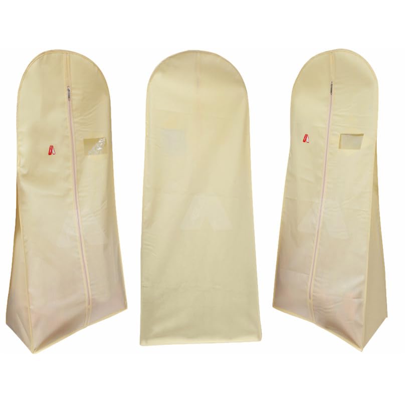 ABLE 62 Inch Wedding & Lehenga Dress Cover Garment Bag with 14 Inch Gusset, Breathable, Dust Protector, for Extra Wide Dress. Off White Non-Woven Fabric Pack of 10 Pcs (B09XHZ5V2N) Amazon Price History, Amazon Price Tracker