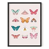 HAUS AND HUES Vintage Butterfly Posters & Prints Wall Decor - Monarch Butterfly Wall Art (12x16, Unframed)