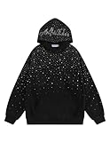 Aelfric Eden Rhinestone Hoodies Men Women Diamond Hooded Sweatshirt Fashion Luxury Casual Streetwear Unisex Hoodie Pullover Black XS