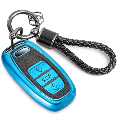 Image of Key Fob Cover for Audi, Braided Loop Keychain Accessory, Blue