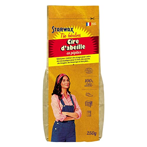 STARWAX THE FABULOUS - Cire d'Abeilles en Pépites - Protège, Entretient les Bois et Cuirs - 100% d’Origine Naturelle - - Fabrication Française - 250g