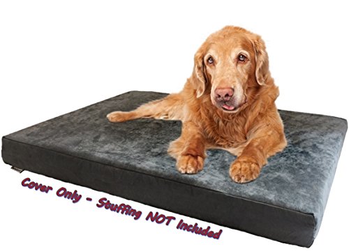 Dogbed4Less Diy Pet Bed Pillow Grey Microsuede Duvet Cover And Waterproof Internal Case For Medium Large Dog At 41X27X4 Inch - Covers Only #TOP1