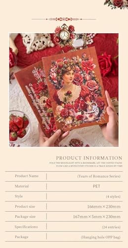 Image of Alokik Enterprise The Glass of Time Stickers Nostalgic Dreams Retro Romance Decorative Sticker Book - Vintage Aesthetic Scrapbook Stickers for Journaling, Planners, DIY Crafts & Phone Decoration