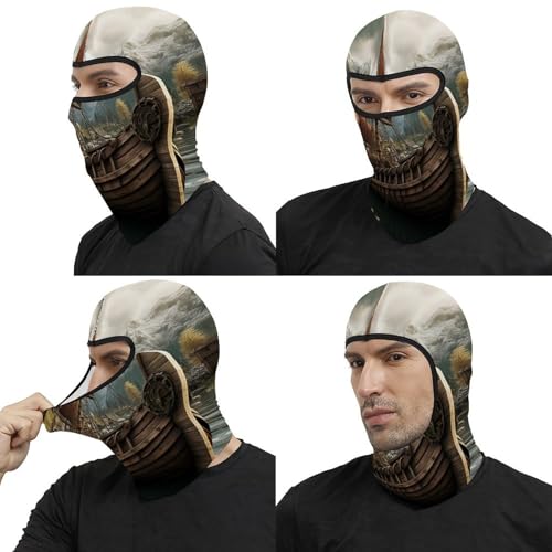 Máscara de esquí para hombres y mujeres, balaclava con estampado de barco antiguo, máscara facial térmica para frío, equipo para motocicleta, máscara facial de invierno para mujeres y hombres miniatura 5