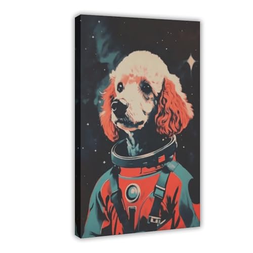 Poster caniche astronaute pour sublimer l'art mural de votre bureau